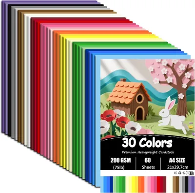 Produktbild von Buntpapier A4 180 g/m², 60 Blatt, 30 Farben, zum Basteln