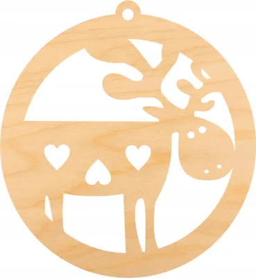 Produktbild von HOLZKUGEL Anhänger aus Holz, Ornament Weihnachtskugel 6 cm - Rentier