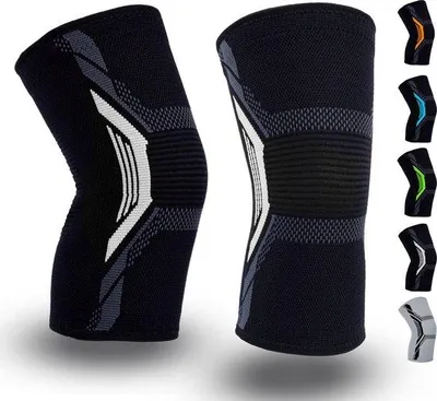 Image de Protections pour les genoux pour hommes et femmes - Lot de 2 genouillères de compression pour soulager les douleurs articulaires, l'arthrite, les déchirures du ménisque et les douleurs articulaires - Protège-genoux pour la course à pied (noir et blanc, taille M)