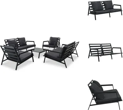 Produktbild von vidaXL 5-tlg. Garten-Lounge-Set mit Auflagen Aluminium Dunkelgrau -  Gartenmöbel-Sets