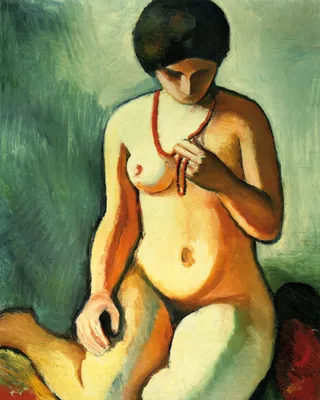 Produktbild von August Macke Kunstdruck Bild - Akt Mit Korallenkette, 1910 (50 x 40 cm)