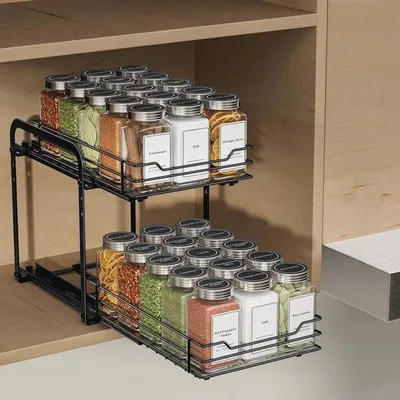 Productafbeelding van Uittrekbaar kruidenrek voor kasten - Organizer voor kruidenpotjes en specerijen, 26,4 x 18,8 x 23,1 cm