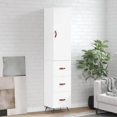 Image de 2025 cloris Armoire vitrine Highboard Blanc 34,5x34x180 cm Bois composite - Commodes Sale1540254 2parcel