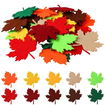 200 Filz-Ahornblätter Herbstdeko, 10 Farben, 6,8 x 7 cm