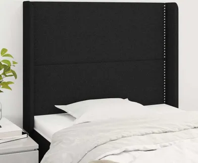 Produktbild von The Living Store Kopfteil mit Ohren Schwarz 103x16x118/128 cm Stoff