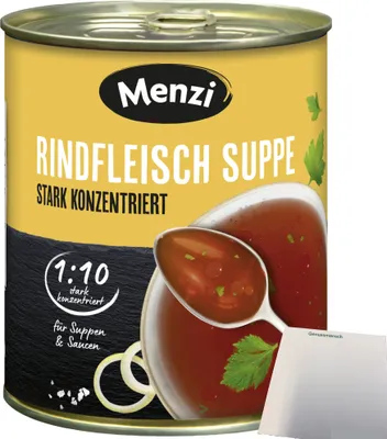 Produktbild von Menzi Rindfleisch Suppe stark konzentriert 1:10 (800g Dose) + usy Block
