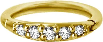 Produktbild von Karisma Edelstahl 316L Gold Hinged/Clicker Ring Piercing Ohrring Zirkonia Set BG-BHSRSG-01 - 1,2x8mm