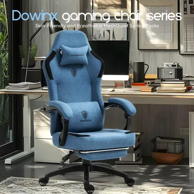 Immagine prodotto di Sedia da gaming ergonomica con supporto lombare, poggiapiedi e cuscini confortevoli