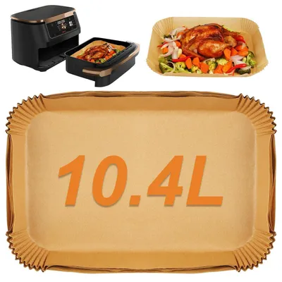 Immagine prodotto di Carta forno per friggitrice ad aria, 100 pezzi, rettangolare, compatibile con friggitrici ad aria da 10,4L/10L, inclusa la Ninja AF500EU