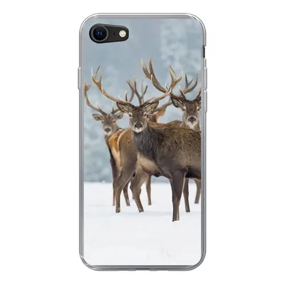 Produktbild von MuchoWow® Handyhülle Schutzhülle Hülle für iPhone 8 Hirsche - Tiere - Schnee - Winter - Landschaft - Natur Silikon Softcase Handy Hülle - Schutzhaube