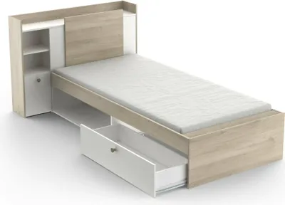 Produktbild von Einzelbett Dmora Agout Braun, mit Stauraum, Einzel