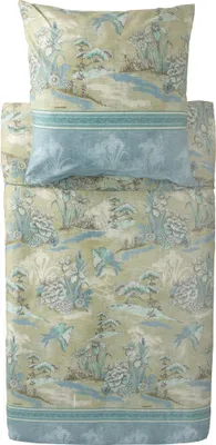 Produktbild von Bassetti Satin-Bettwäsche-Garnitur ACQUAFORTE Farbe VERDE V1 Größe 135x200+80x80