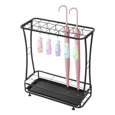 Produktbild von Regenschirmhalter, Schirmständer, Schirmständer mit Wasserauffangwanne, 21 Löcher und 24 Haken, Schwarz