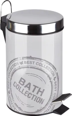 Produktbild von Sanwood Treteimer VINTAGE 3l mit Retro-Druck - Deckel aus Edelstahl, Farbe:Grau