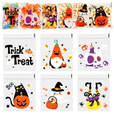 Süßigkeitentüten 300 Stück, transparent, selbstklebend, für Halloween