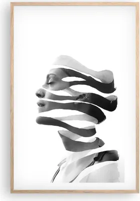 Produktbild von Gerahmtes Poster - Rahmen in heller Eiche - Frau Surrealismus Monochrom - 61x91,5 cm - Wand Bild - Wanddeko - Wandbilder - Kunstposter - Wandposter - Bilderrahmen - Bilder - Kunstdruck P2NPA61x91-4430