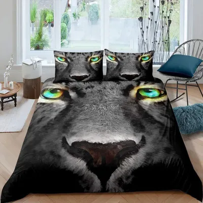 Produktbild von Bettwäsche Set Leopardenmuster Grauer Gepard 135x200cm 2-teilig Microfaser Reißverschluss
