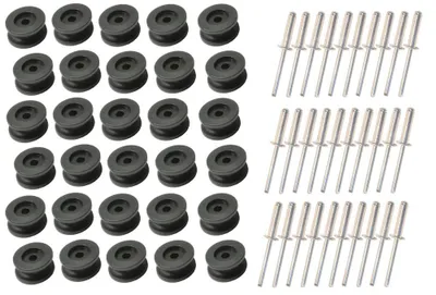 Produktbild von 30 Stück - Rundknopf für 6 - 8 mm Expanderseil + 30 Alunieten