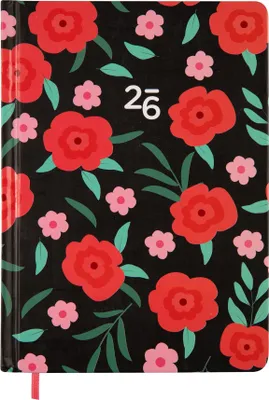 Image de Calendrier 2026 B6 hebdomadaire, fleurs rouges