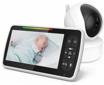 Produktbild von Babyphone mit Kamera – 5-Zoll-Monitor – Reichweite von 300 Metern – Nachtsichtfunktion – Zweiwege-Audio