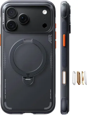 Obrázek produktu pro TORRAS Ostand Q3 Air, kryt pro iPhone 18 Pro, ochranný obal s airbagem a integrovaným stojánkem, černý