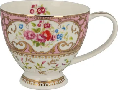 Produktbild von DUNOON Becher Skye Roseanne rosa 450 ml Bone China Kaffeetasse 11,5 cm Teetasse