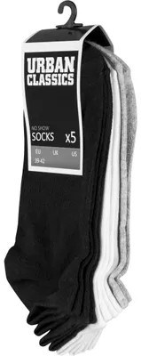 Obrázek produktu pro Ponožky Urban Classics No Show Socks 5-Pack blk/wht/gry - 35–38