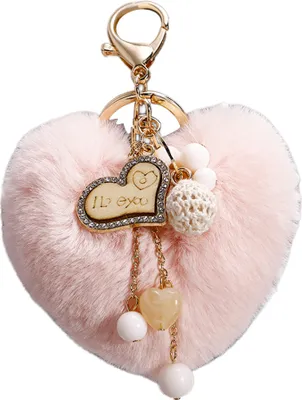 Produktbild von Plüsch-Herzform-Anhänger, Schlüsselanhänger, Auto-Schlüsselanhänger, Halter, Tasche, Hängedekoration-Rosa