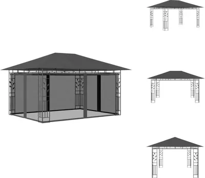 Obrázok produktu pre vidaXL Pavilón s moskytiérou 4x3x2,73 m antracit 180 g/m² - Pavilóny a párty stany