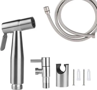 Produktbild von Toilettendusche Edelstahl 304 Sprühset Mit Keramikventil Und 1,5m Edelstahl Schlauch Wasserdicht Und Auslaufsicher