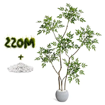 Produktbild von Künstlicher Mahonia Fortunei Baum 150 cm - Kunstpflanzen für Wohnzimmer, Zuhause, Büro, Terrasse, Badezimmer, Schlafzimmer