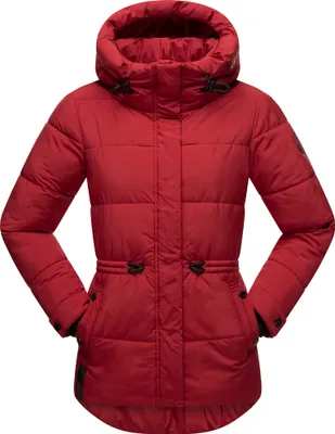 Produktbild von Marikoo Akumaa Warme Damen Winter Steppjacke mit Kapuze Übergangsjacke Winterjacke Dark Red Gr. 42 - XL
