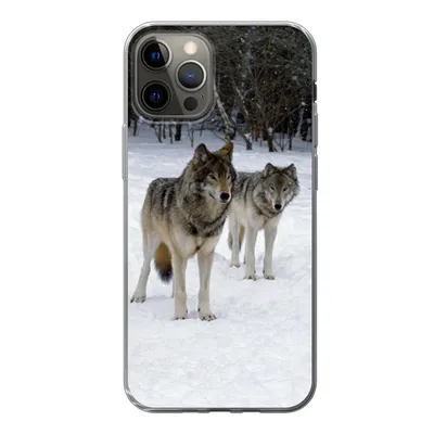 Produktbild von MuchoWow® Handyhülle Schutzhülle Hülle für iPhone 12 Pro Wolf - Schnee - Kanada Silikon Softcase Handy Hülle - Abdeckung