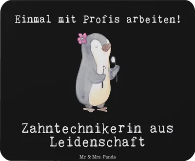 Produktbild von Mr. & Mrs. Panda Mauspad Zahntechnikerin Leidenschaft - Schwarz - Geschenk, laptop mousepad, gummi, Mouse Pad, mausteppich