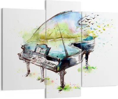 Produktbild von Bild auf Leinwand - Leinwandbild - Klavier Natur Musik Eleganz - 130x100cm - Wand Bild - Wanddeko - Leinwanddruck - Bilder - Kunstdruck - Wanddekoration - Leinwand bilder - Wandkunst - CB130x100-3034