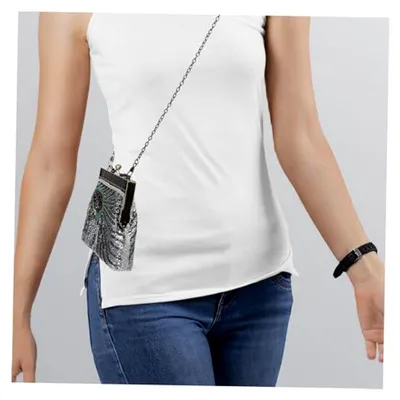 Produktbild von Vintage-Stil Pfauen-Clutch mit Perlenmotiv für Damen