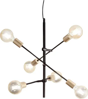 Immagine prodotto di Lampadario a Sospensione Stile Industriale Vector in metallo nero opaco 6xE27