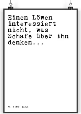Produktbild von Mr. & Mrs. Panda Bild Einen Löwen interessiert nicht,... DIN A3 - Weiß - Geschenk, Wanddekoration, Motivation, Büro, drucke, Sprüche, Weisheit, wanddeko, Wandbild, Spruch