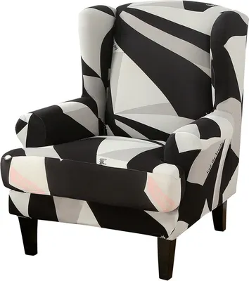 Produktbild von ele ELEOPTION Wingback Chair Schonbezüge mit Kissenbezug für Sofa Chair Armchair Sofa,Modernes geometrisches Muster