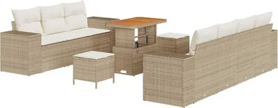 Produktbild von vidaXL Gartensofa-set 10 stk. Beige Poly-Rattan