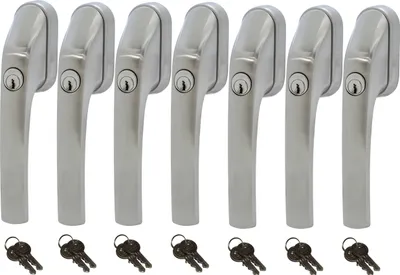 Produktbild von ABUS FG300 ER, abschließbarer Fenstergriff in Edelstahl-Optik, im Set 7 Stück alle gleichschließend AL0125 mit insgesamt 14 Schlüssel