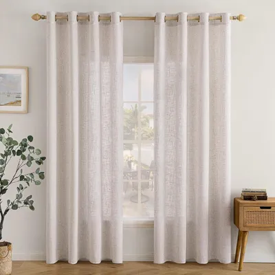Produktbild von Voile Gardinen Set, 2-teilig, Leinenoptik, halbtransparent, 140 x 215 cm, für Wohnzimmer