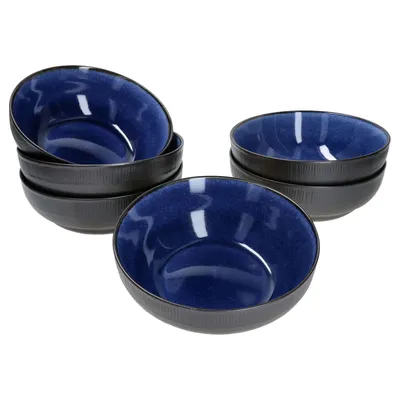 Zdjęcie produktu dla Reactive Glaze Navy Blue Zestaw 6 misek Miska 500ml Miska Niebieska Deser Sałatka