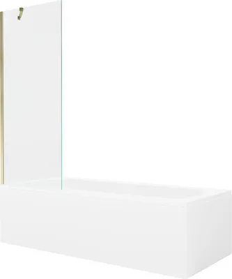 Zdjęcie produktu dla Mexen Vega wanna prostokątna 170 x 70 cm z obudową i parawanem 1-skrzydłowym 70 cm, transparent, złoty - 550117070X9507000050