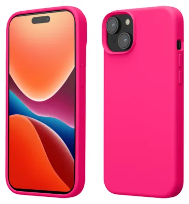 Produktbild von kwmobile Handyhülle für iPhone 15 Hülle, für iPhone 15 Case - Hülle Silikon - kabelloses Laden - Neon Pink