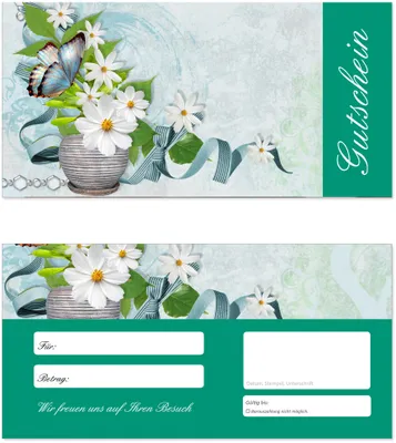 Produktbild von 50 Stück Geschenkgutscheine (Blumen-614) - Gutscheinkarten Gutscheine für Bereiche Wellness, Erholung, Entspannung oder Kosmetik, Reisen, Gärtnerei, Blumengeschäfte ...