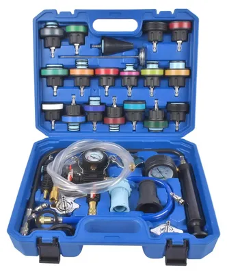 Produktbild von Kühlmitteltester - Kühlsystem-Druckprüfer und Vakuum-Befüllset - 31-teilig - 23 Kühleradapter