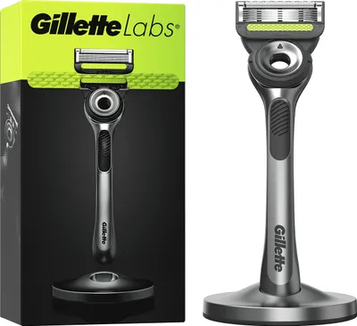 A product shot of a Gillette Labs shaver and its packaging.