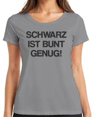 Immagine prodotto di Il nero è abbastanza colorato Detto divertente Sarcasmo Dichiarazione Ironia Maglietta da donna, Grigio, XL