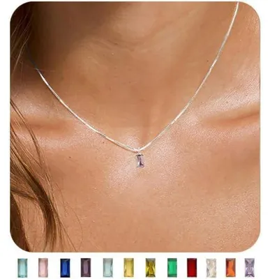 Produktbild von Kette Damen 14K Vergoldet/925 Sterling Silber mit Geburtsstein Anhänger 40+7cm Gold/Silber